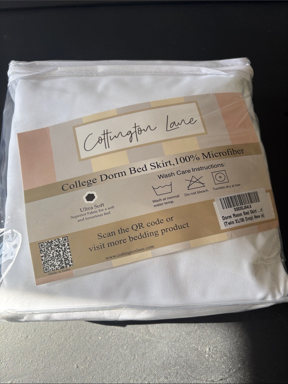 Cottington Lane White Microfiber College Bed Skirt